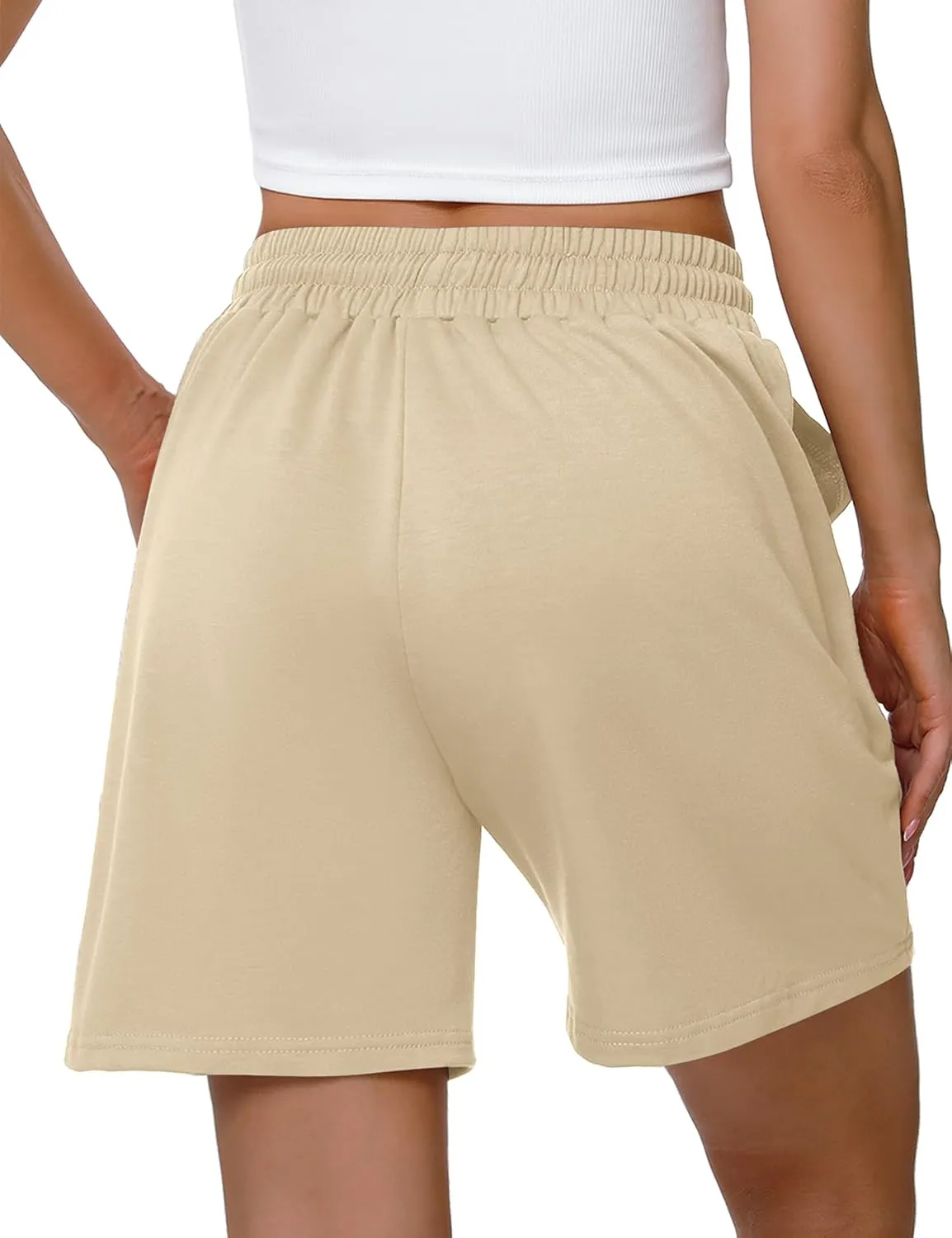 Cowasto Womens Cotton Sweat Shorts Casual Summer Loose Athletic Short Drawstring Waist Lounge Running Shorts with Pockets
