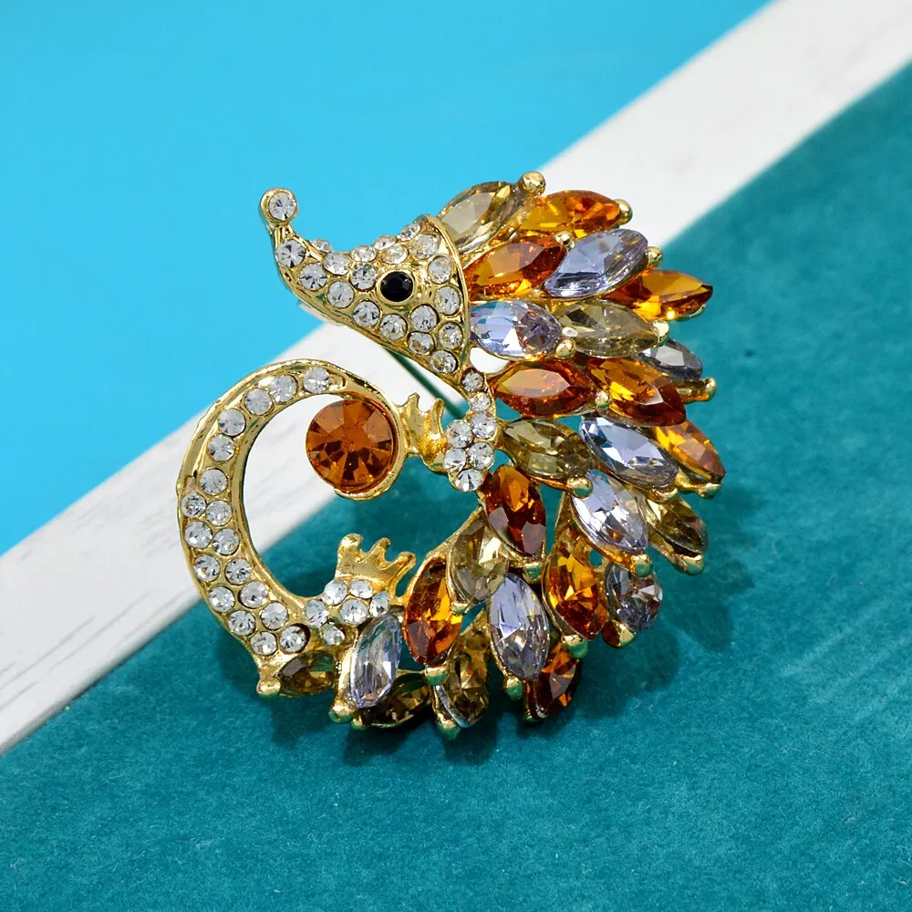 Cute Hedgehog Brooch Fashion Rhinestone Brooches For Women