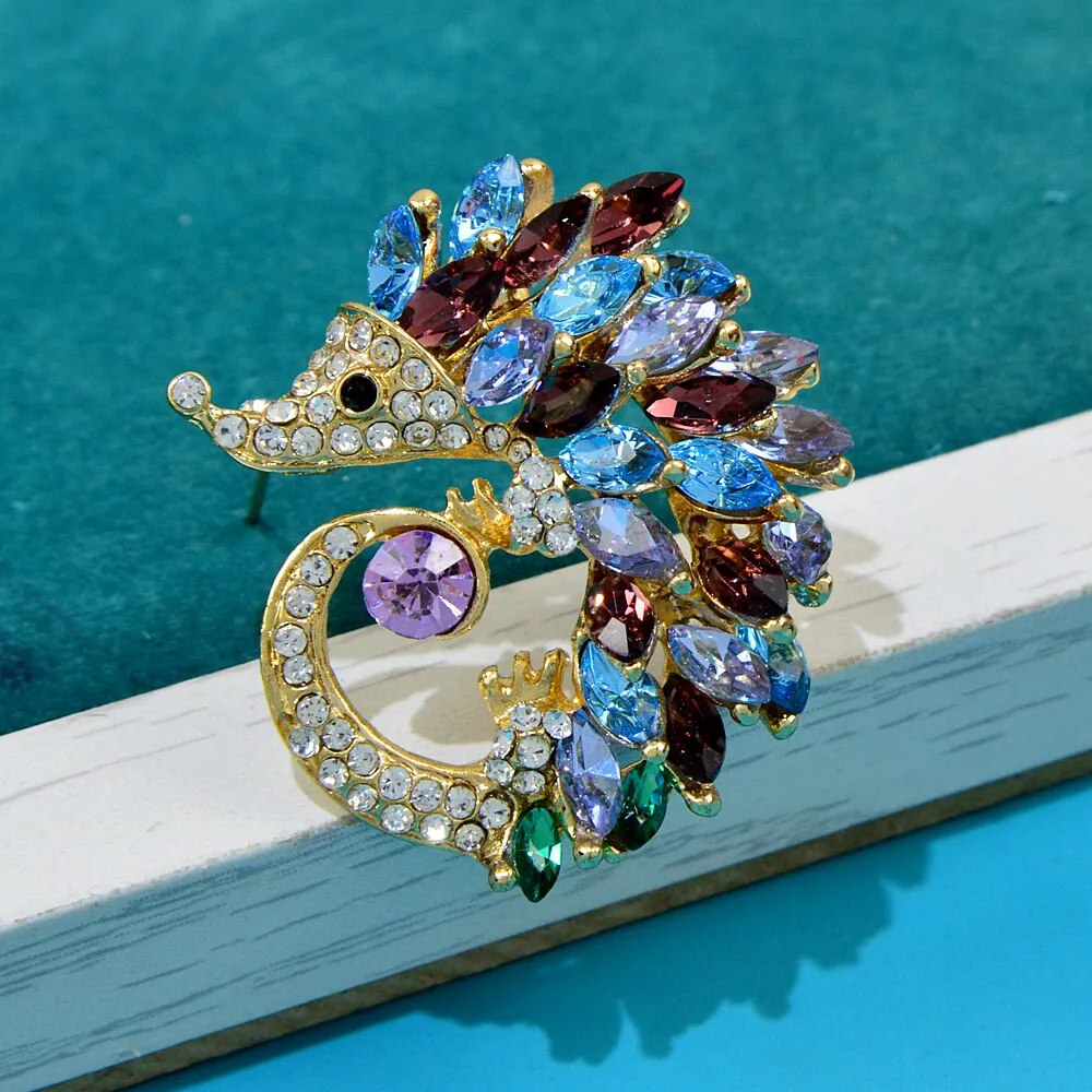 Cute Hedgehog Brooch Fashion Rhinestone Brooches For Women