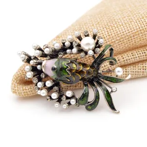 Cute Pearl Fish Brooches for Women and Man