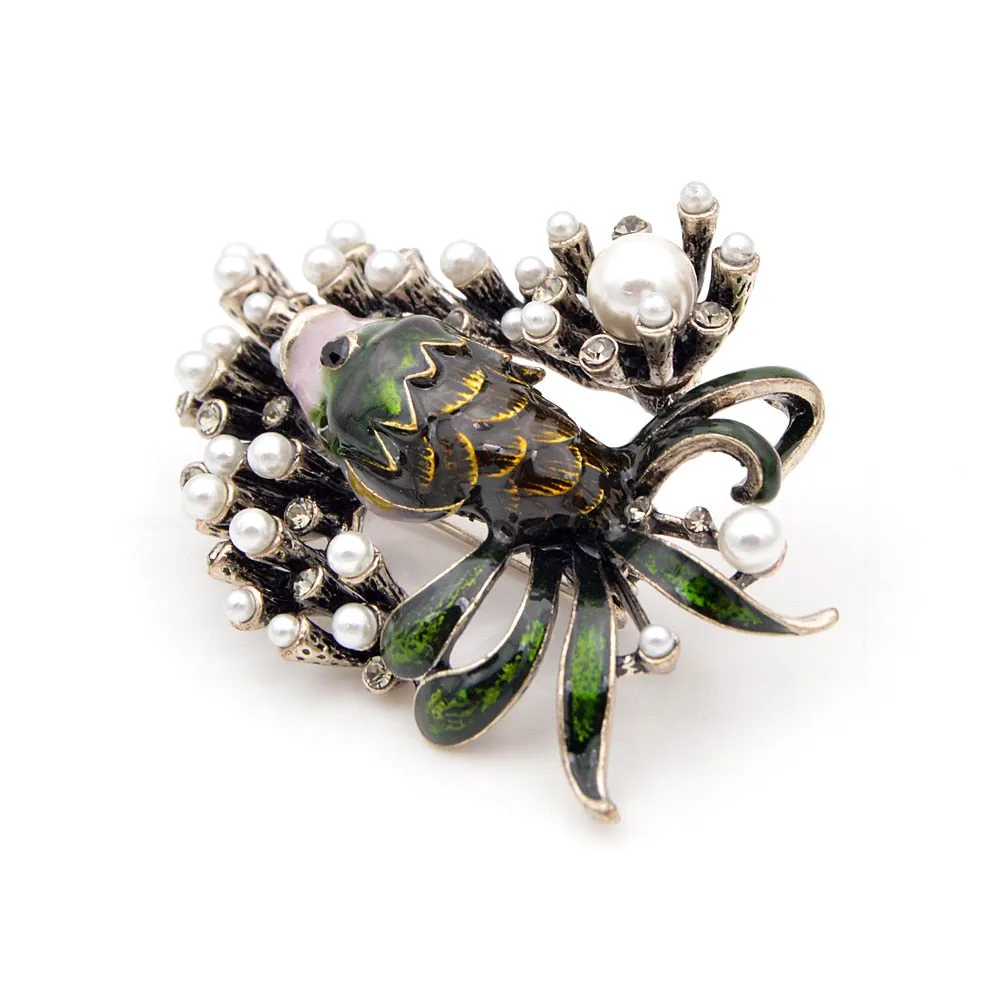 Cute Pearl Fish Brooches for Women and Man
