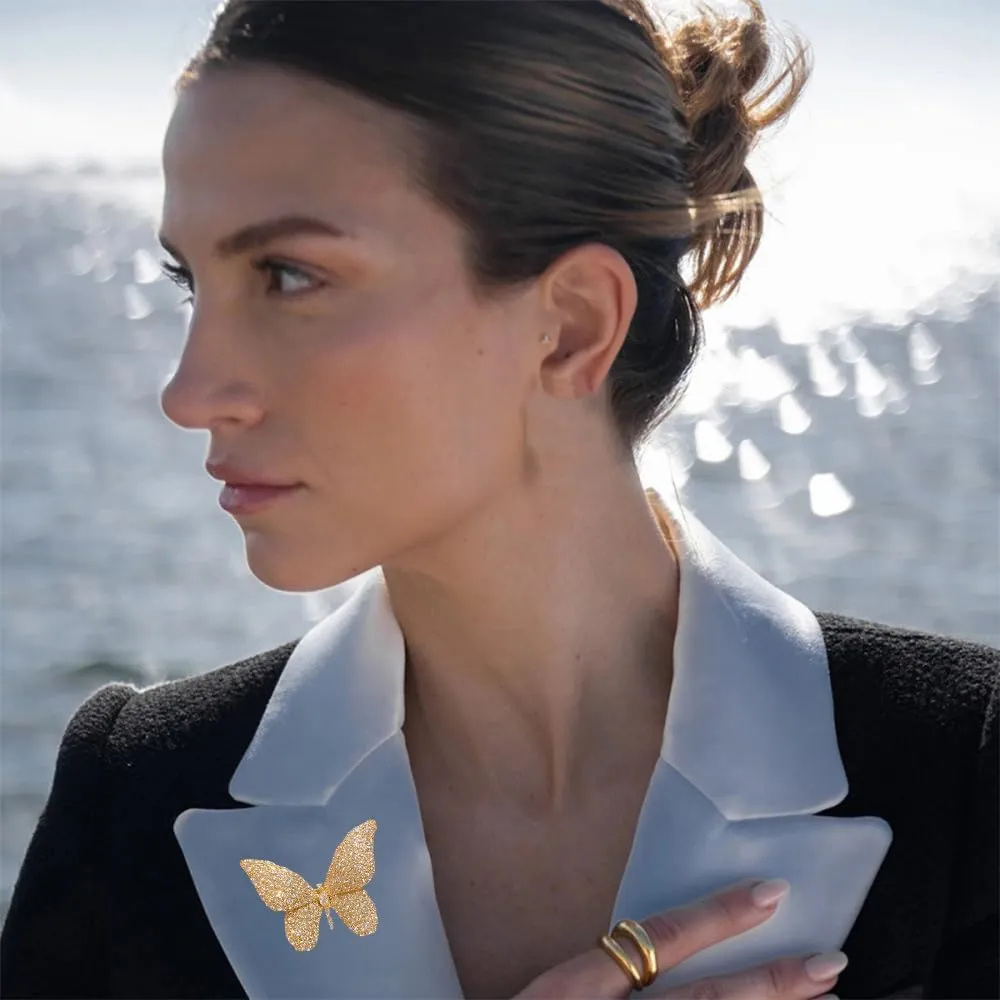 CZ Rhinestone Butterfly Brooch Pin for Women Classic Animal Insect Brooches for Wedding Party Sparkly Crystal Butterfly Suit Jewelry Gifts