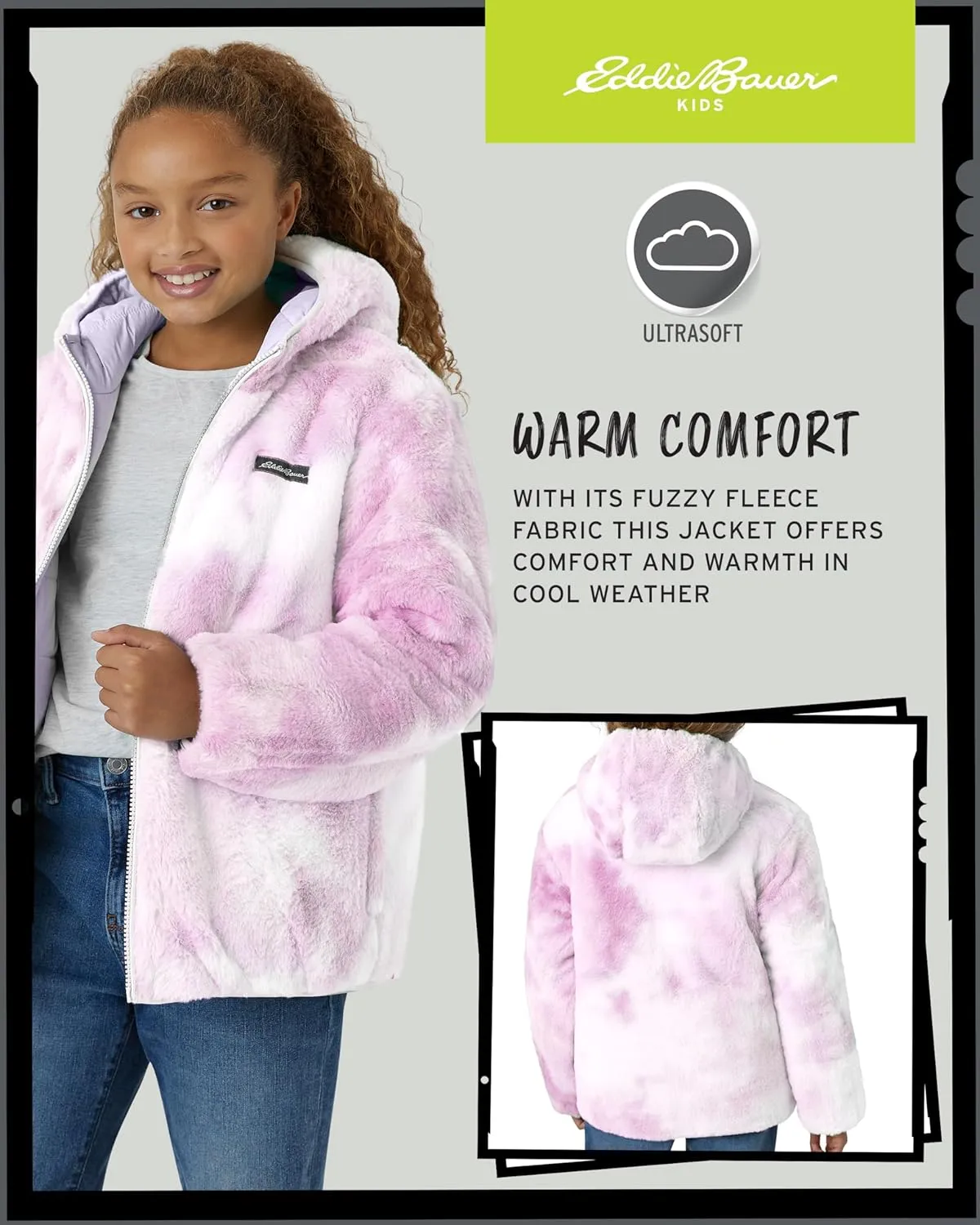 Eddie Bauer Girls' Reversible Jacket - Deer Harbor Waterproof Lightweight Puffer Coat with Faux Shearling Lining (5-20)