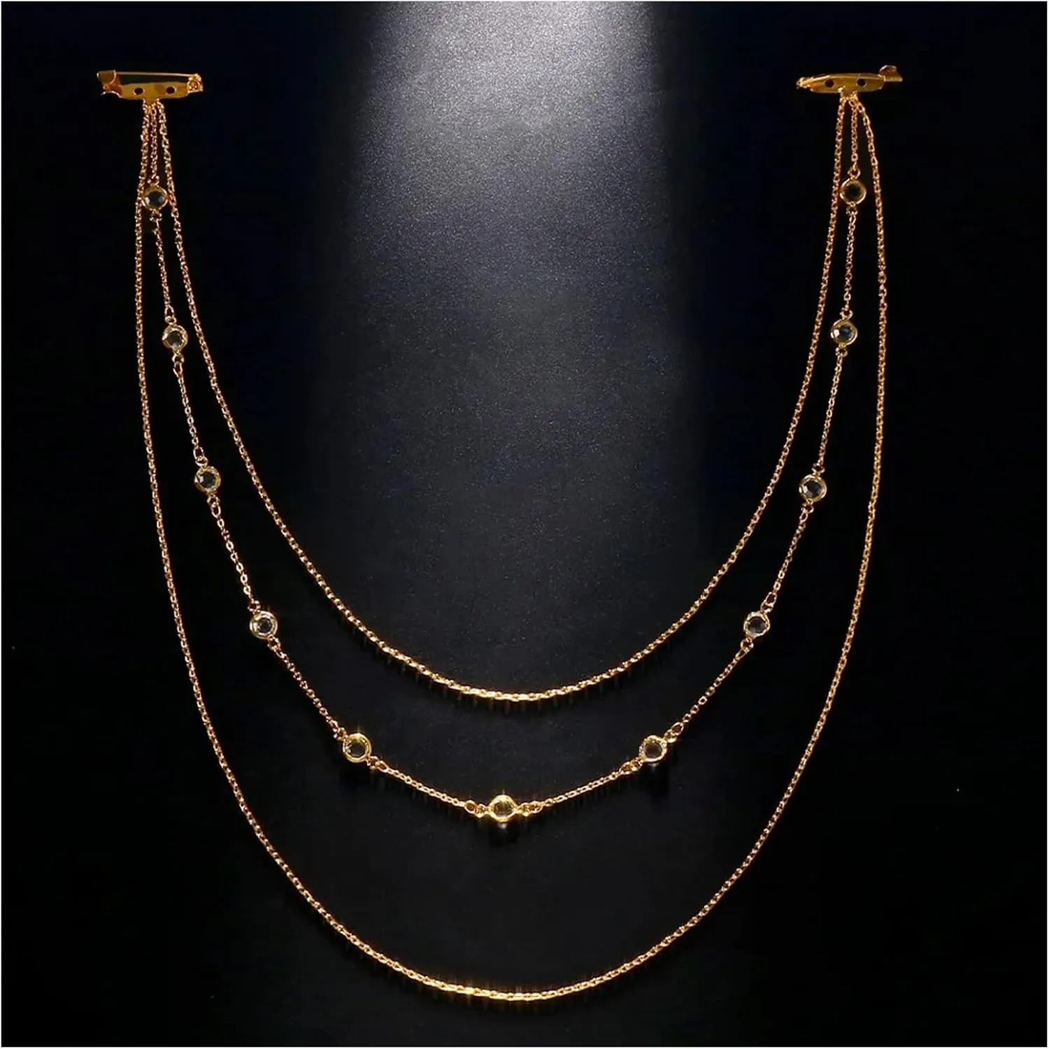 Elegant Multi Layered Rhinestone Back Chain Jewelry Crystal Bridal Back Necklace Chain Sexy Bikini Rhinestone Shoulder Chain Wedding Backdrop Jewelry for Women