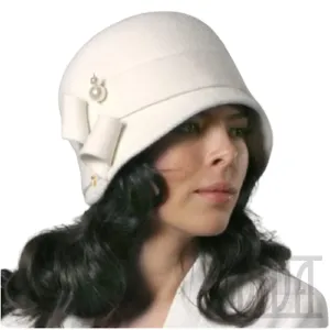 Elegant  Velour Cloche with an Intricate Felt Trim & Pin