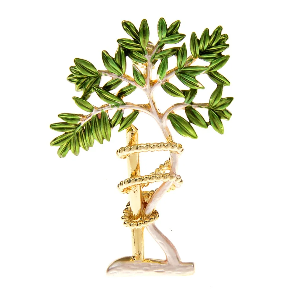 Enamel Beautiful Gardening Tree Brooches For Women