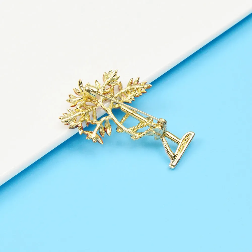 Enamel Beautiful Gardening Tree Brooches For Women
