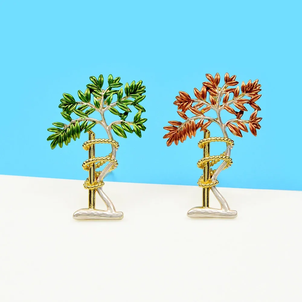 Enamel Beautiful Gardening Tree Brooches For Women