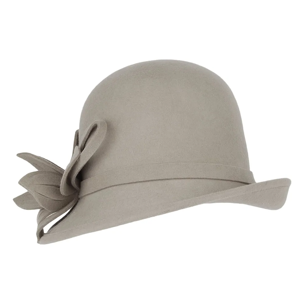 Failsworth Hats Wool Felt Flower Cloche - Latte