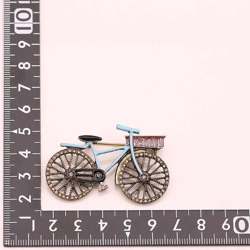 Fashion Creative Colors Rhinestone Bicycle Brooch