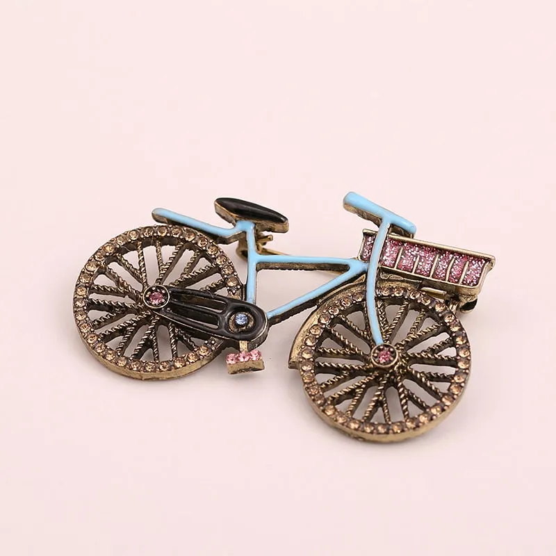 Fashion Creative Colors Rhinestone Bicycle Brooch