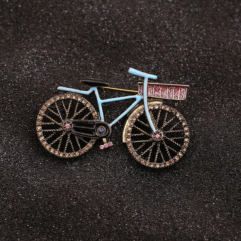 Fashion Creative Colors Rhinestone Bicycle Brooch