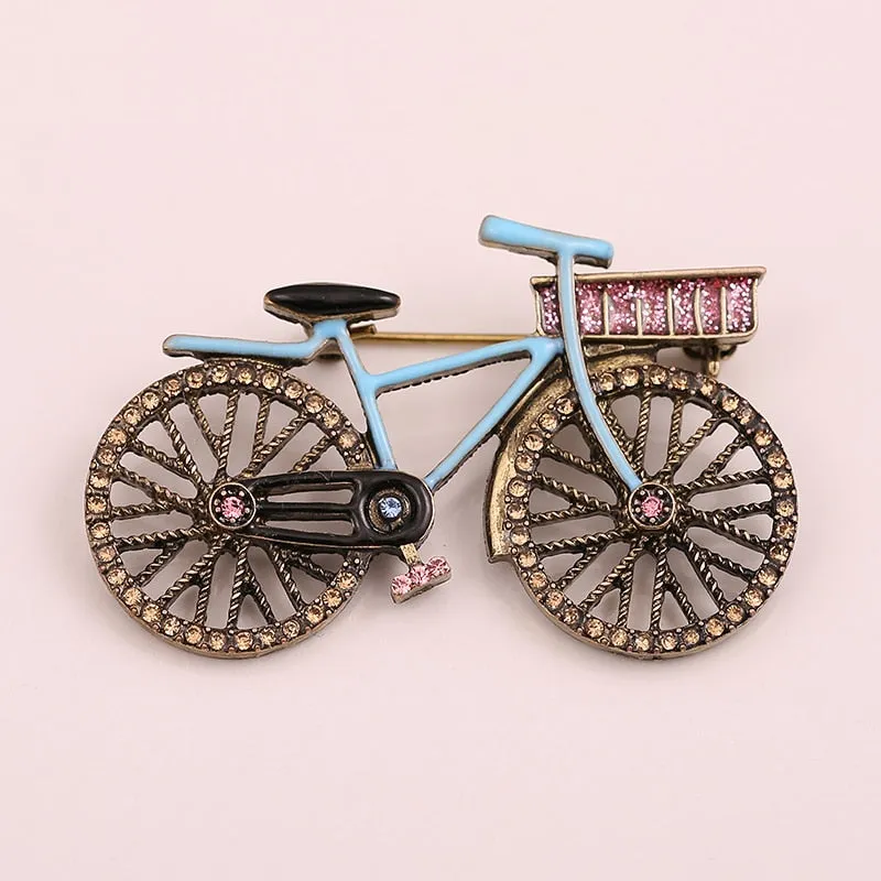 Fashion Creative Colors Rhinestone Bicycle Brooch