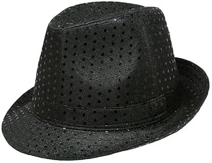 Fedora Hat w/Metallic Polka Dots- Black - HT-5130BK