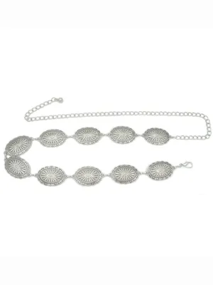 FLORAL OVAL CONCHO CHAIN BELT