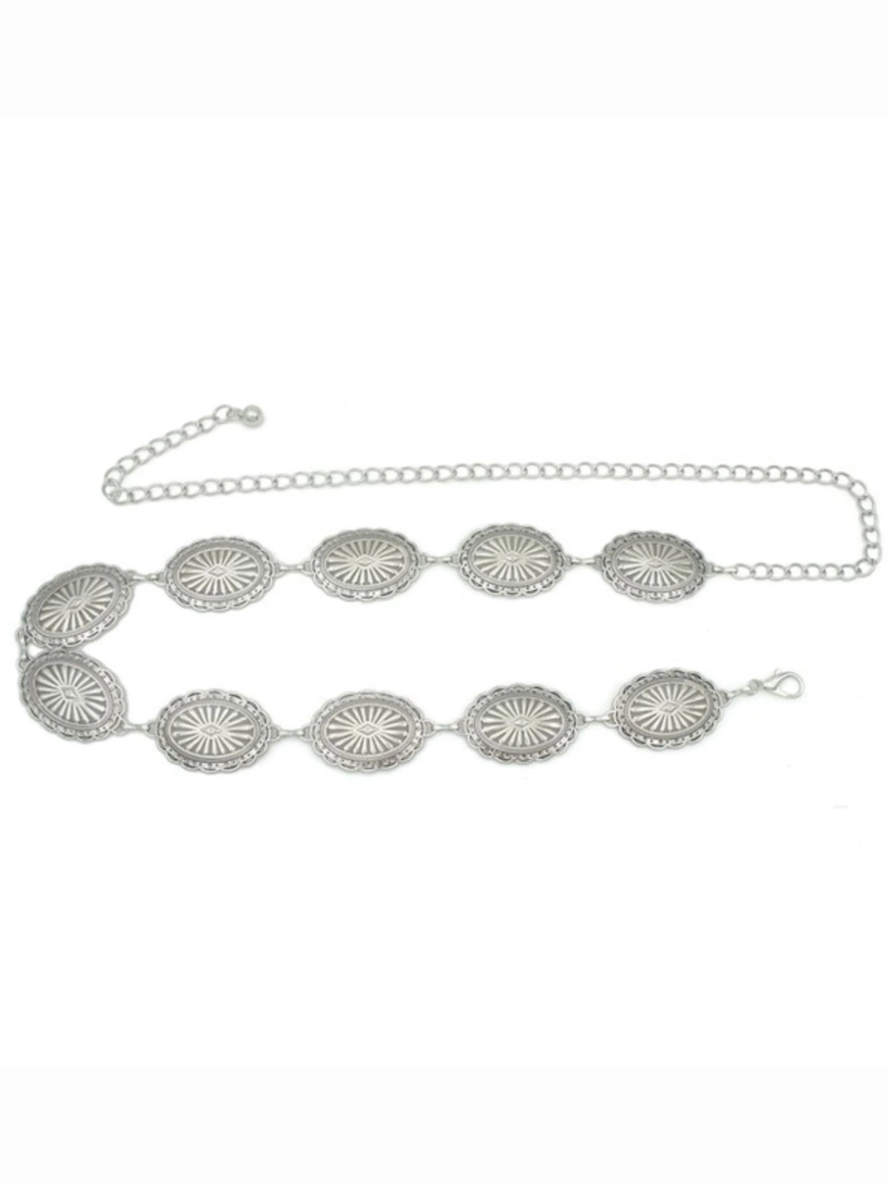 FLORAL OVAL CONCHO CHAIN BELT