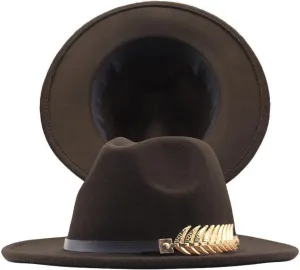 FUDERU Men Classic Fedora Hat with Band Unisex Women's Fedora Hat for Men Panama Hat Short Brim (A-Coffee, One Size)