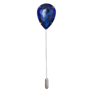 Gem Pear Lapel Pin, Blue