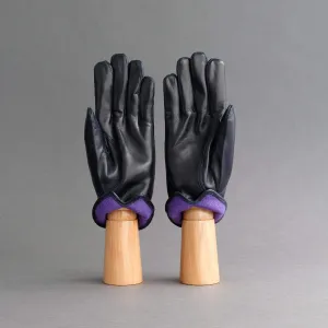 Gentlemen's Gloves from Blue Hair Sheep Nappa Lined with Purple Cashmere