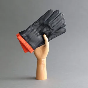 Gentlemen's Gloves from Navy Hair Sheep Nappa Lined With Cashmere