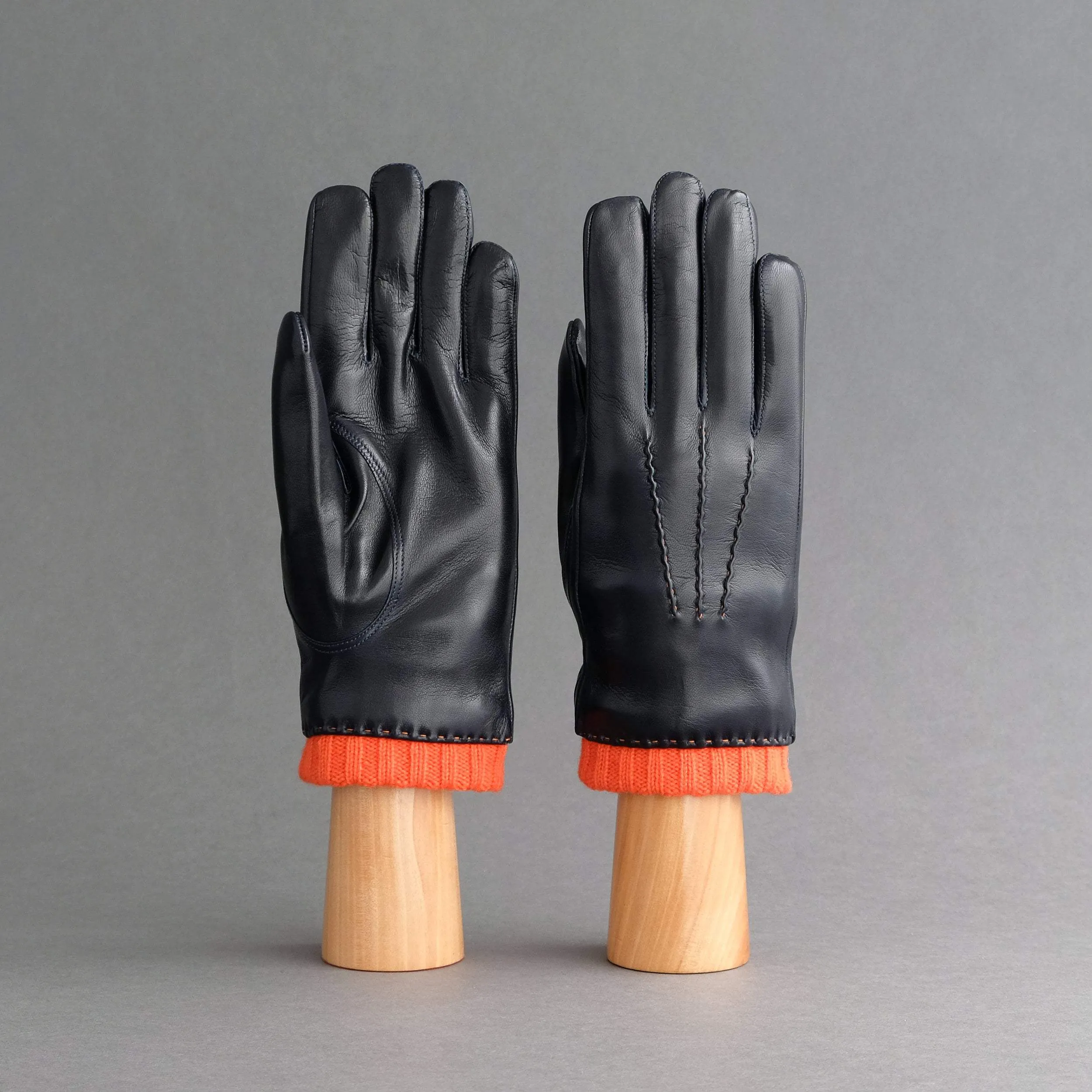 Gentlemen's Gloves from Navy Hair Sheep Nappa Lined With Cashmere