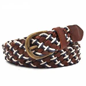 Genuine Braided Leather Mixed with Wax Rope Men Belt