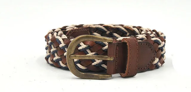 Genuine Braided Leather Mixed with Wax Rope Men Belt