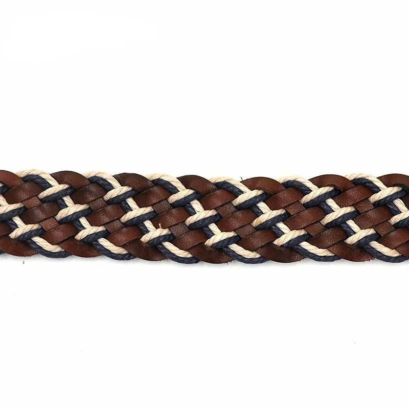 Genuine Braided Leather Mixed with Wax Rope Men Belt