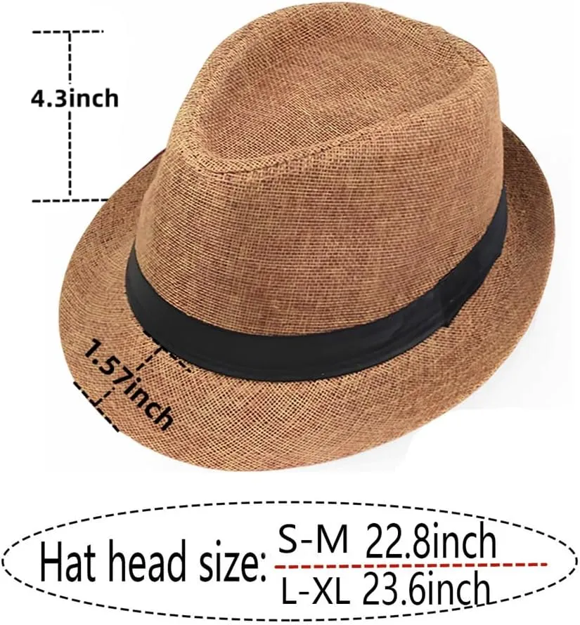 Giroir Fedora Hats for Men Women Short Brim Unisex Summer Beach Style 1920s Party Accessories
