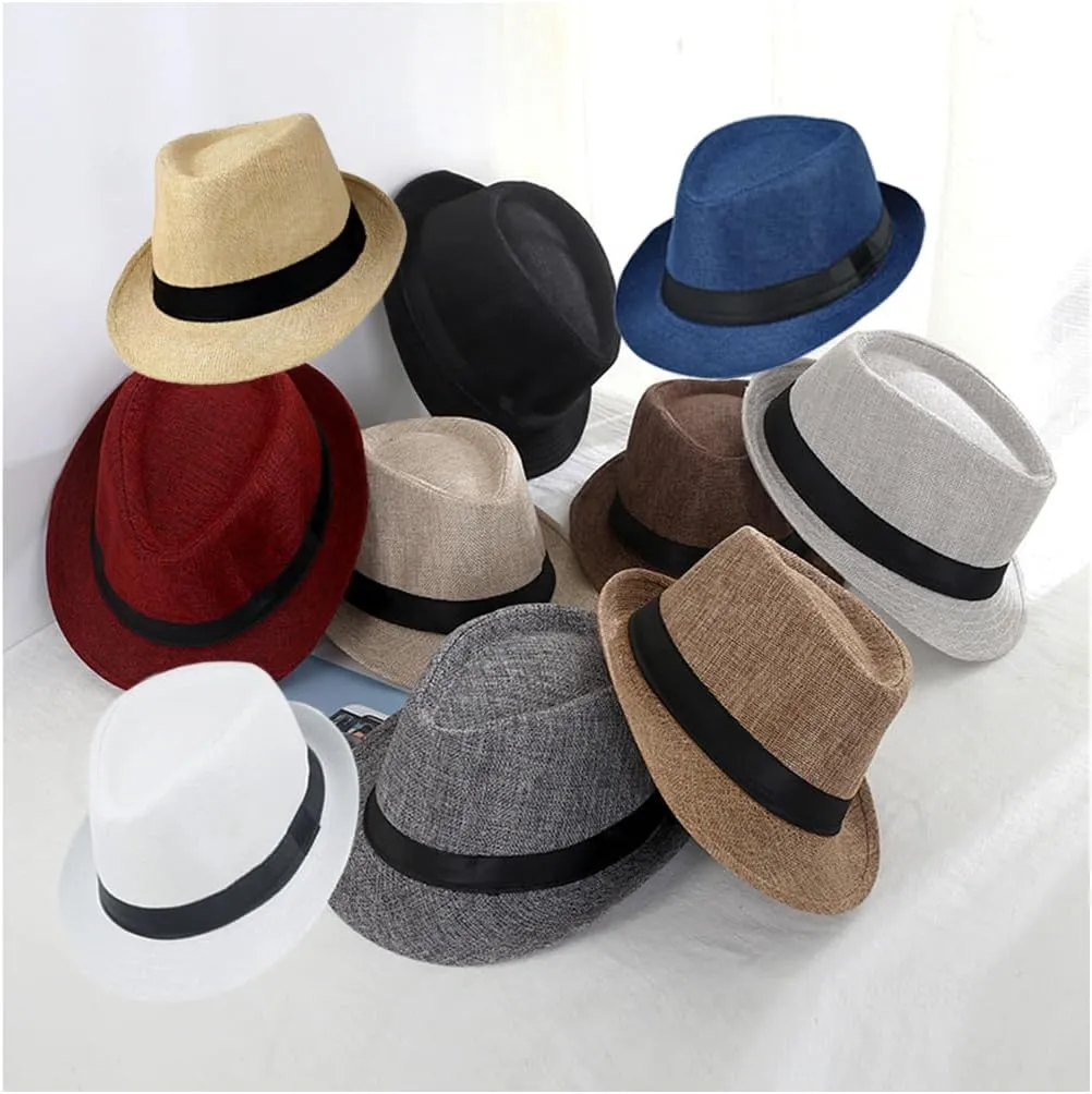 Giroir Fedora Hats for Men Women Short Brim Unisex Summer Beach Style 1920s Party Accessories
