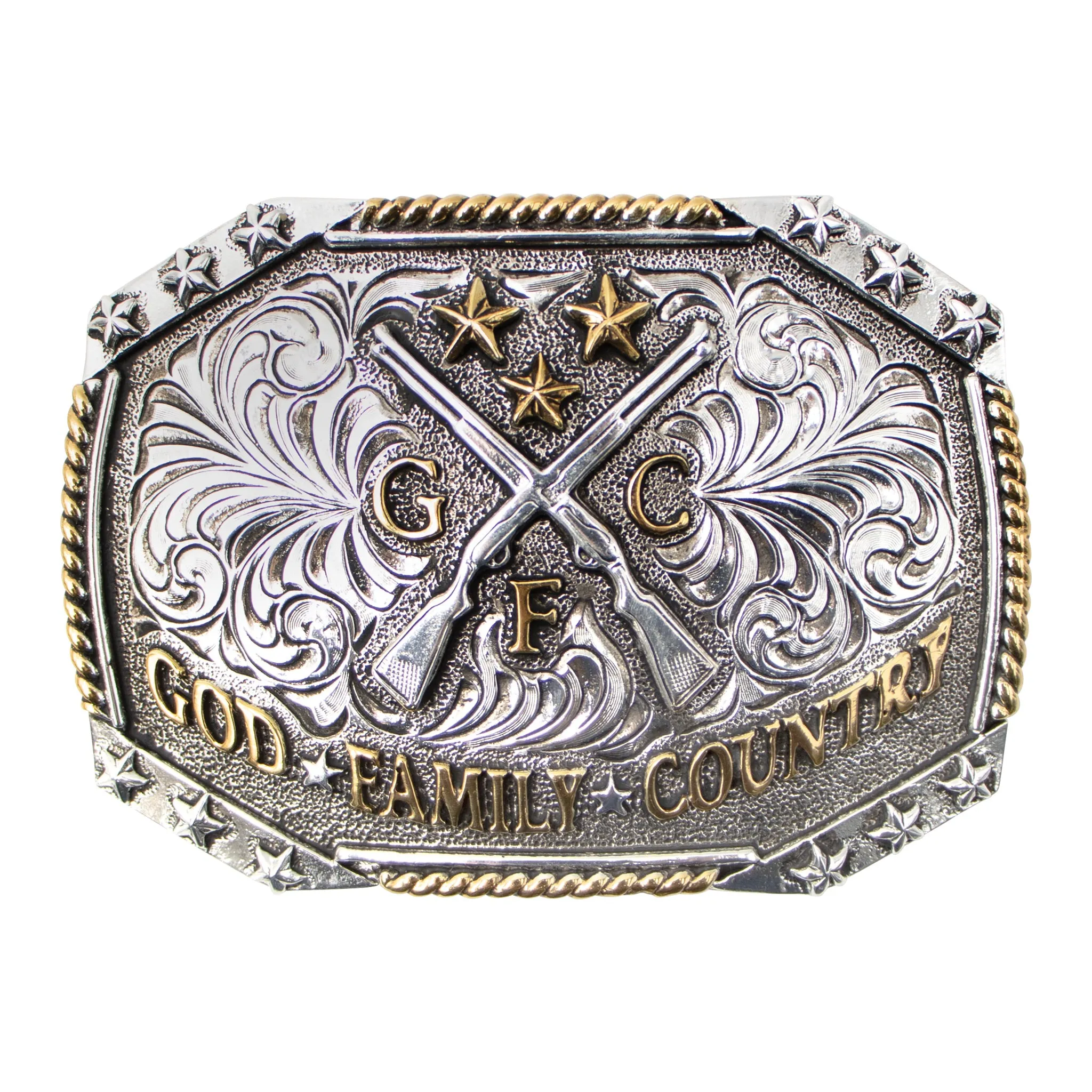 God. Family. Country. Buckle