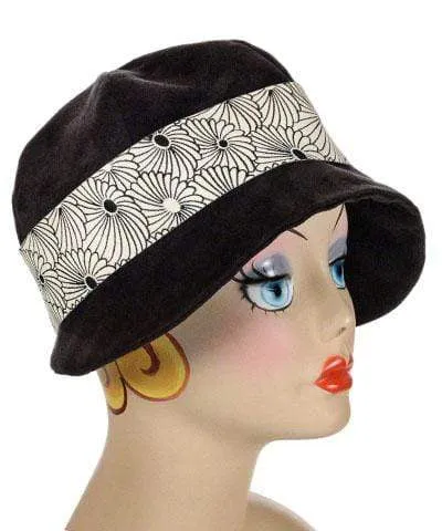 Grace Cloche Style Hat - Black Faux Suede
