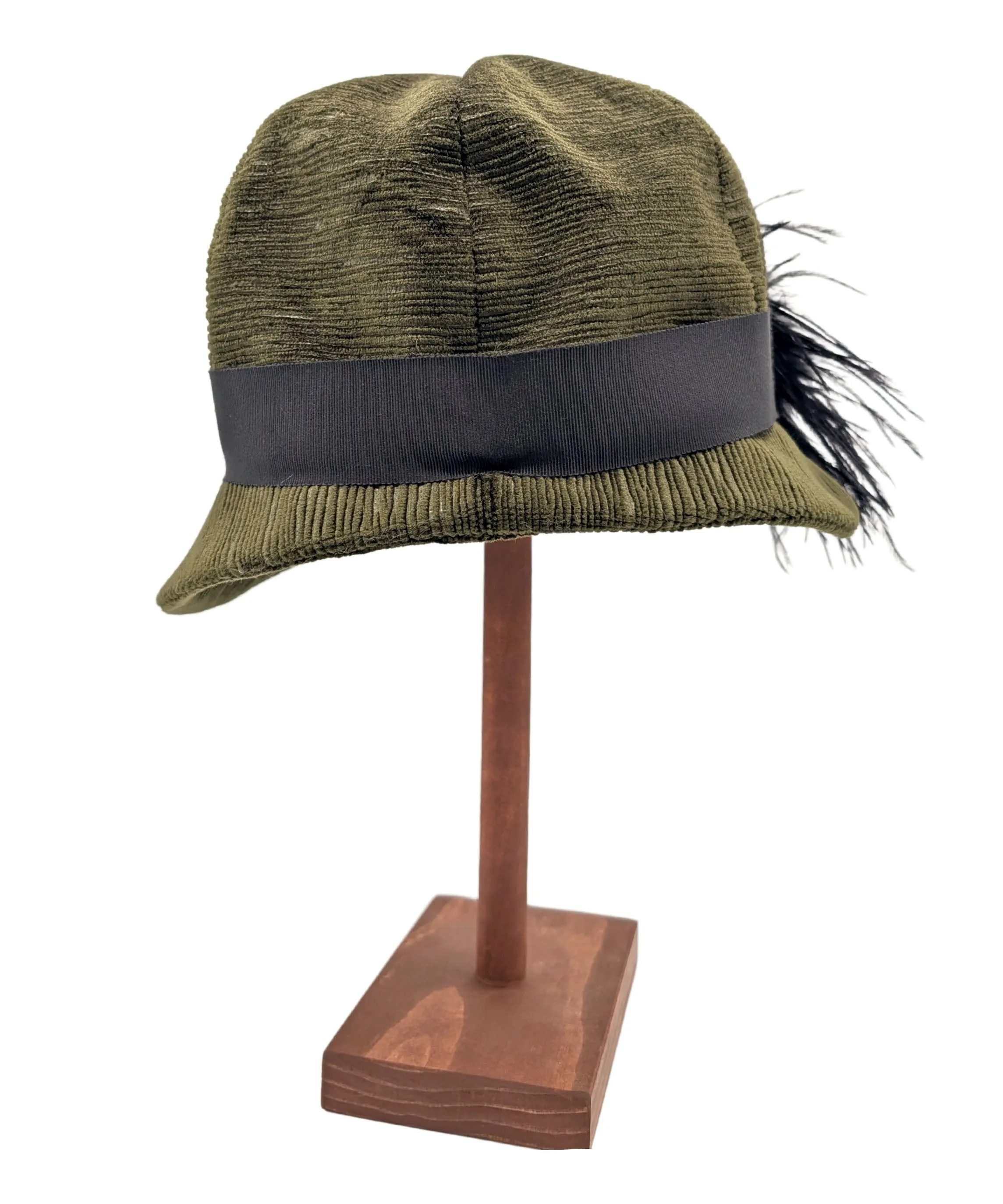 Grace Cloche Style Hat - Cohen in Olive Upholstery