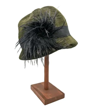 Grace Cloche Style Hat - Cohen in Olive Upholstery