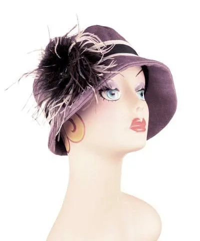Grace Cloche Style Hat - Linen in Plum (Custom Flower Trim - Sold Out!)