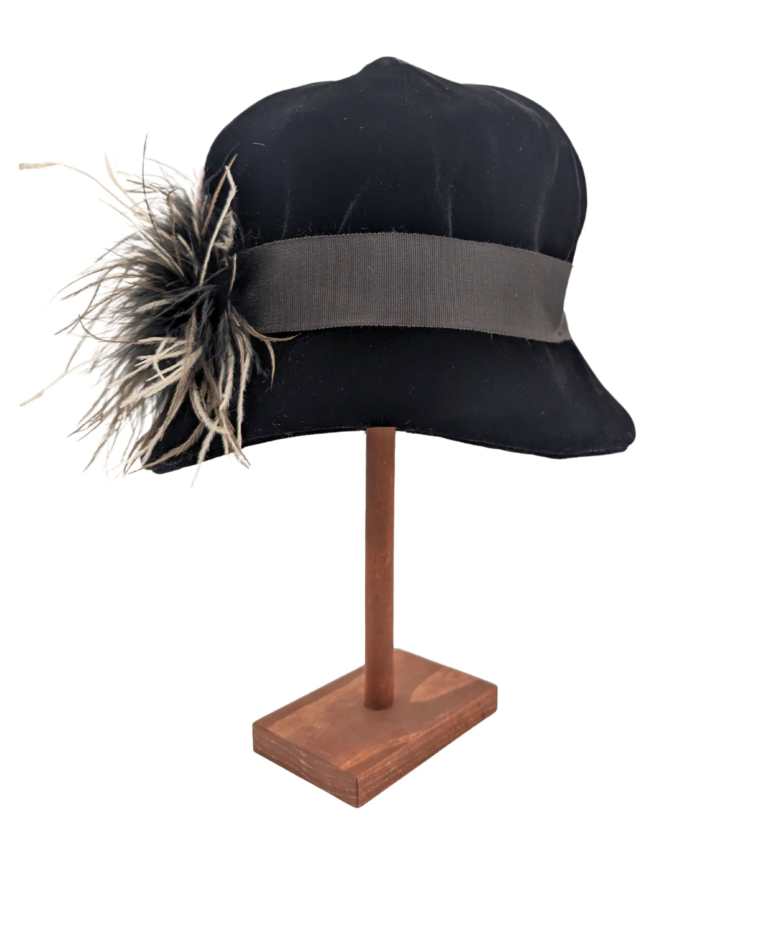 Grace Cloche Style Hat - Velvet in Black