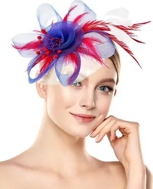 Halloween Fascinators Hat for Women Tea Party Feather Headband Mardi Gras Cocktail Hat Weddings