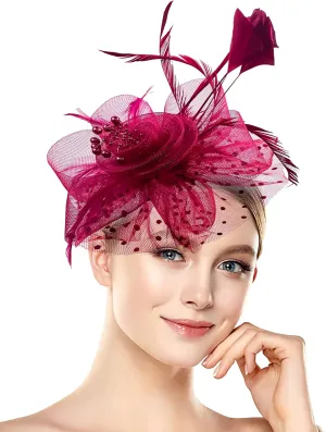 Halloween Fascinators Hat for Women Tea Party Feather Headband Mardi Gras Cocktail Hat Weddings