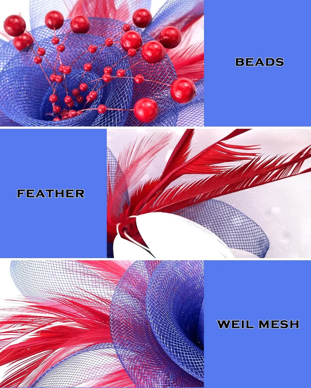 Halloween Fascinators Hat for Women Tea Party Feather Headband Mardi Gras Cocktail Hat Weddings