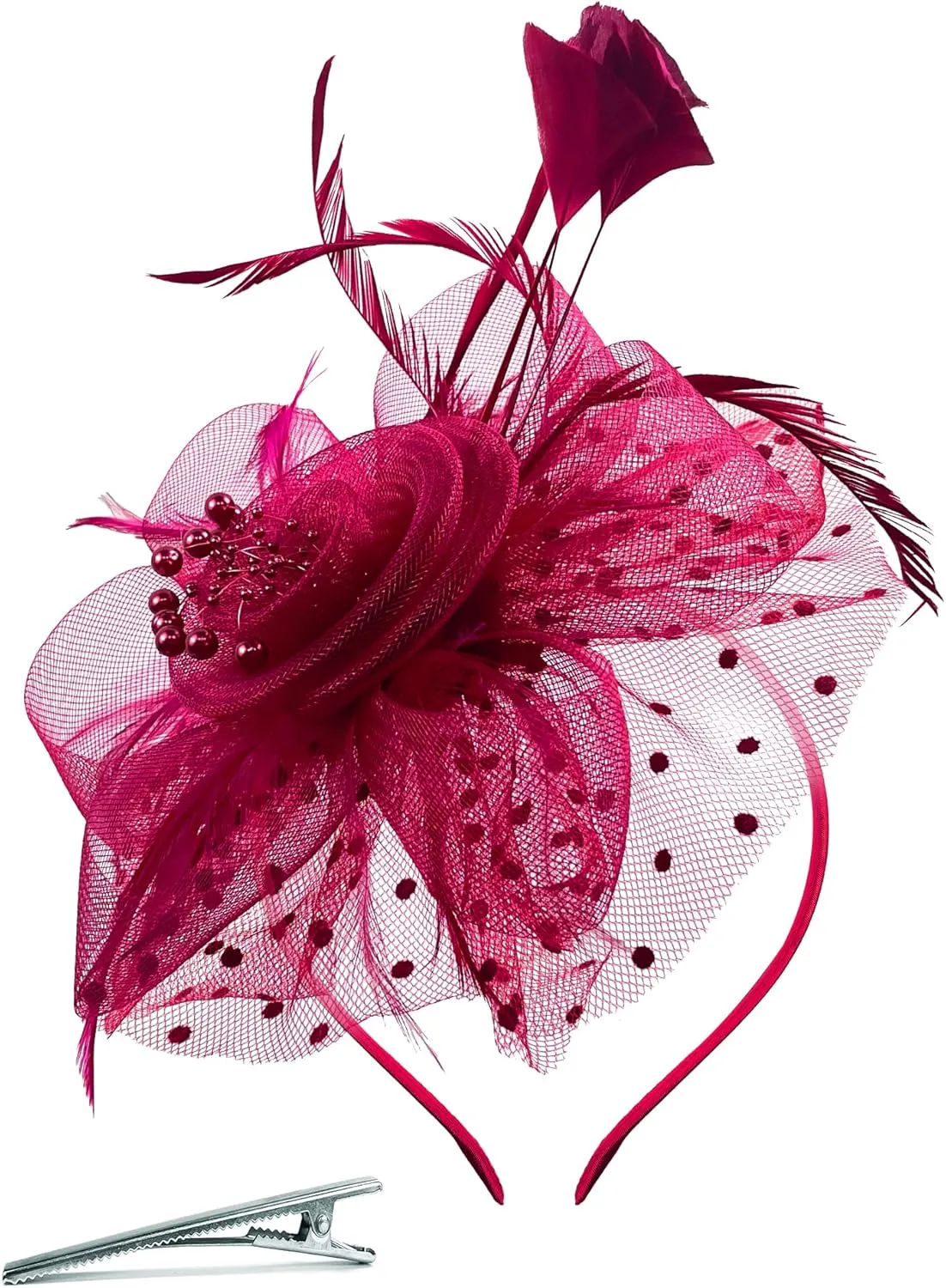 Halloween Fascinators Hat for Women Tea Party Feather Headband Mardi Gras Cocktail Hat Weddings