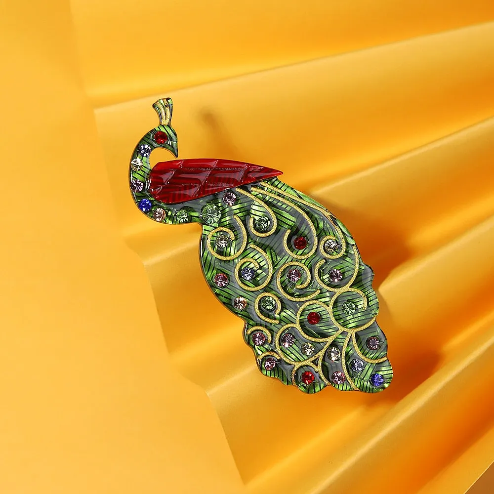 Handmade Fashion Acrylic Peacock Brooches For Women