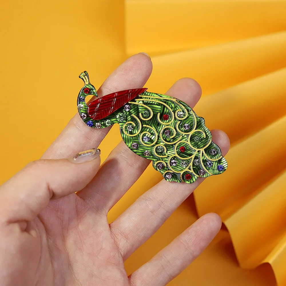 Handmade Fashion Acrylic Peacock Brooches For Women