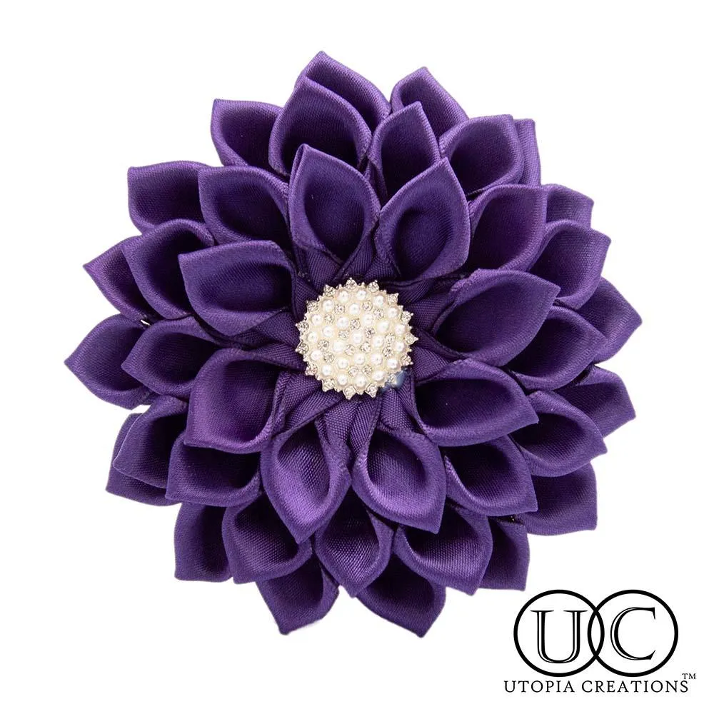 Handmade Satin Ribbon Flower Corsage (Various Colors)