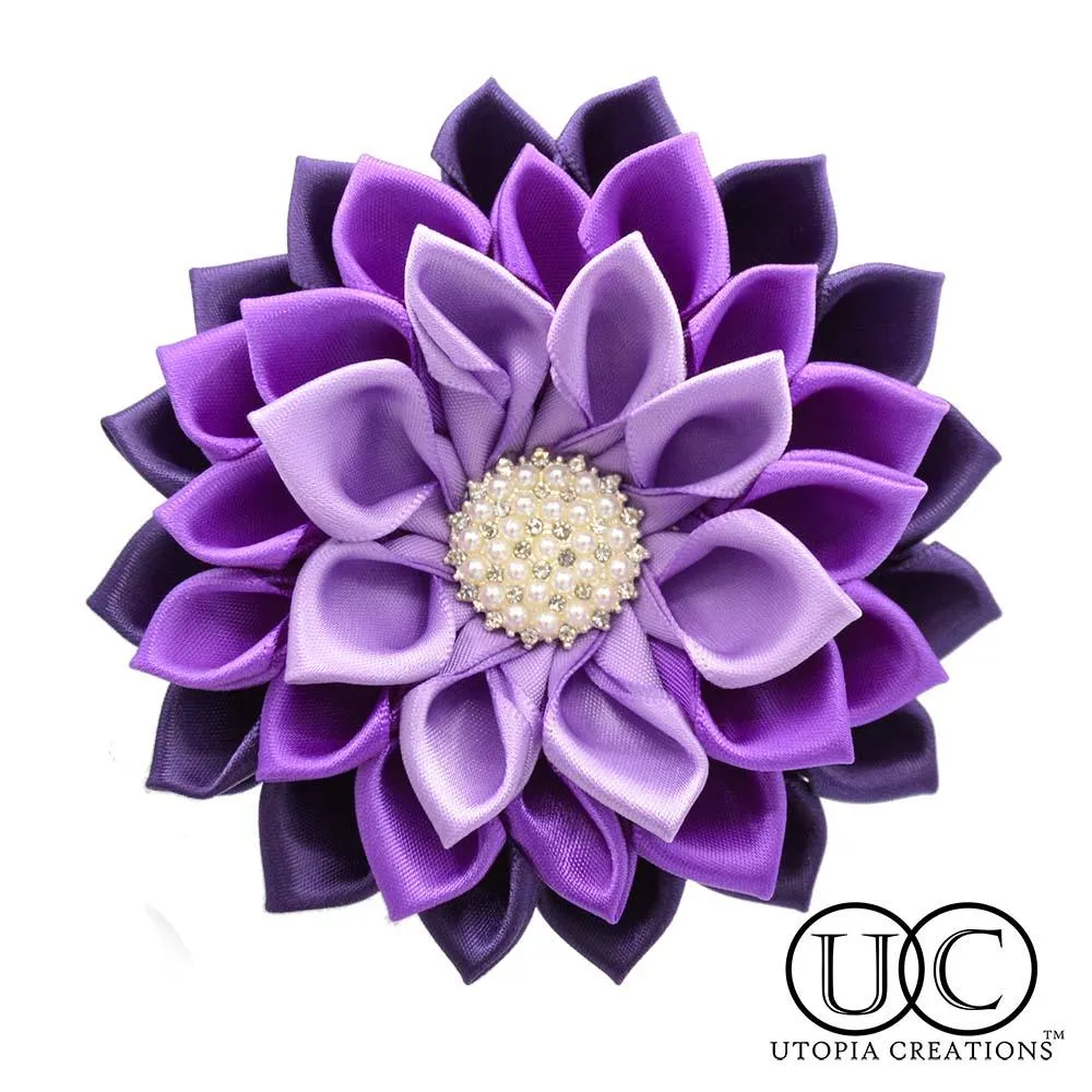 Handmade Satin Ribbon Flower Corsage (Various Colors)
