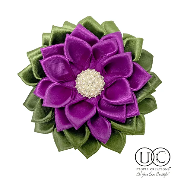 Handmade Satin Ribbon Flower Corsage (Various Colors)