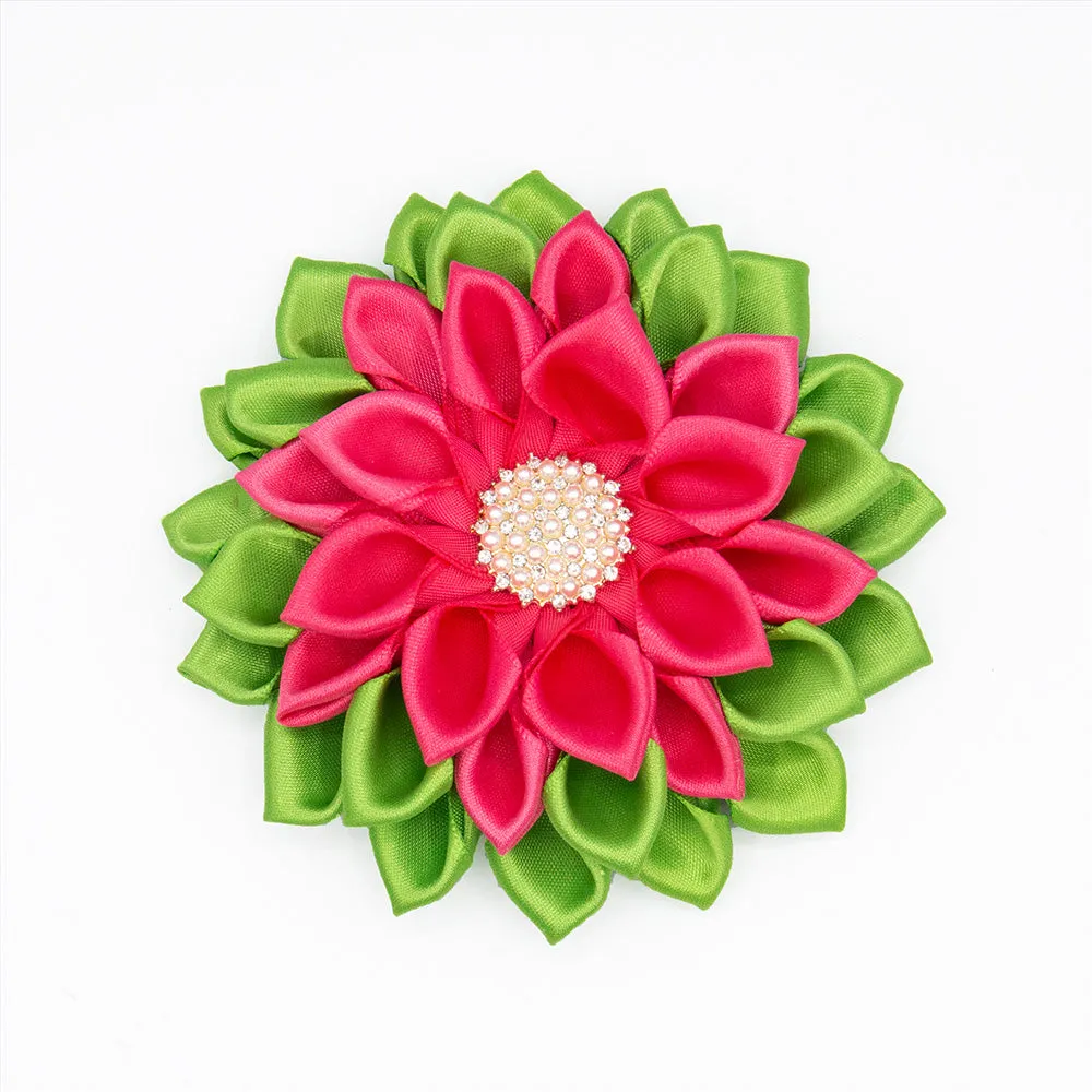 Handmade Satin Ribbon Flower Corsage (Various Colors)