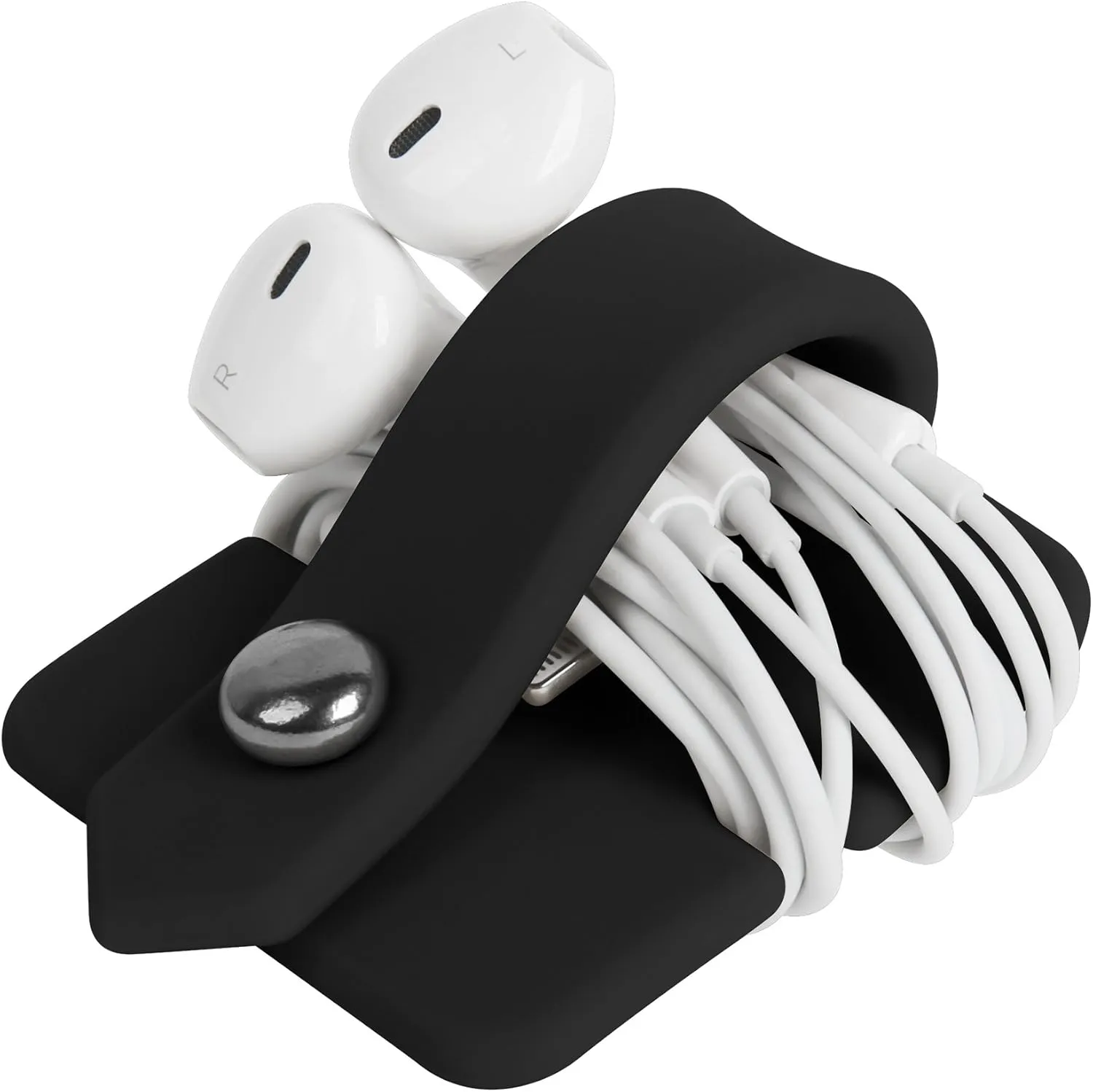 Headphone Case Cord Organizer Earbuds Holder Earphones Case Wrap Winder Headset Keeper Cord Manager Cable Organizer Black
