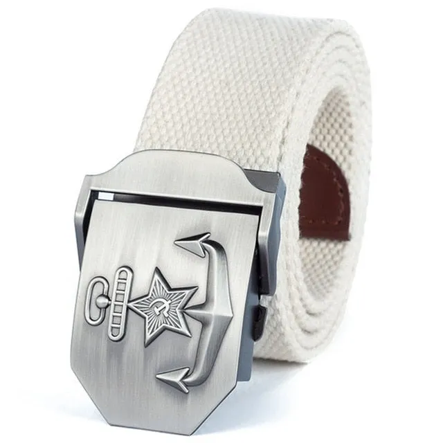 High Quality Military Navy Anchor Soviet Retired Soldiers Canvas Belt