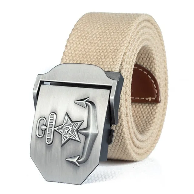 High Quality Military Navy Anchor Soviet Retired Soldiers Canvas Belt