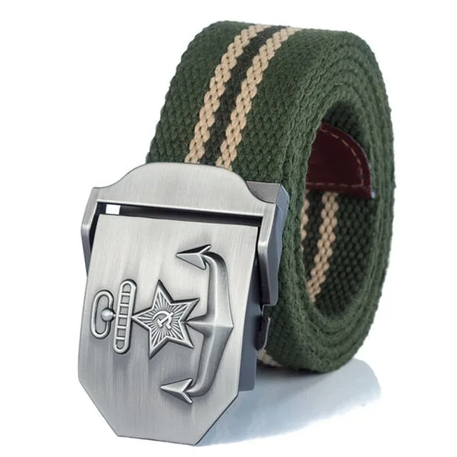 High Quality Military Navy Anchor Soviet Retired Soldiers Canvas Belt